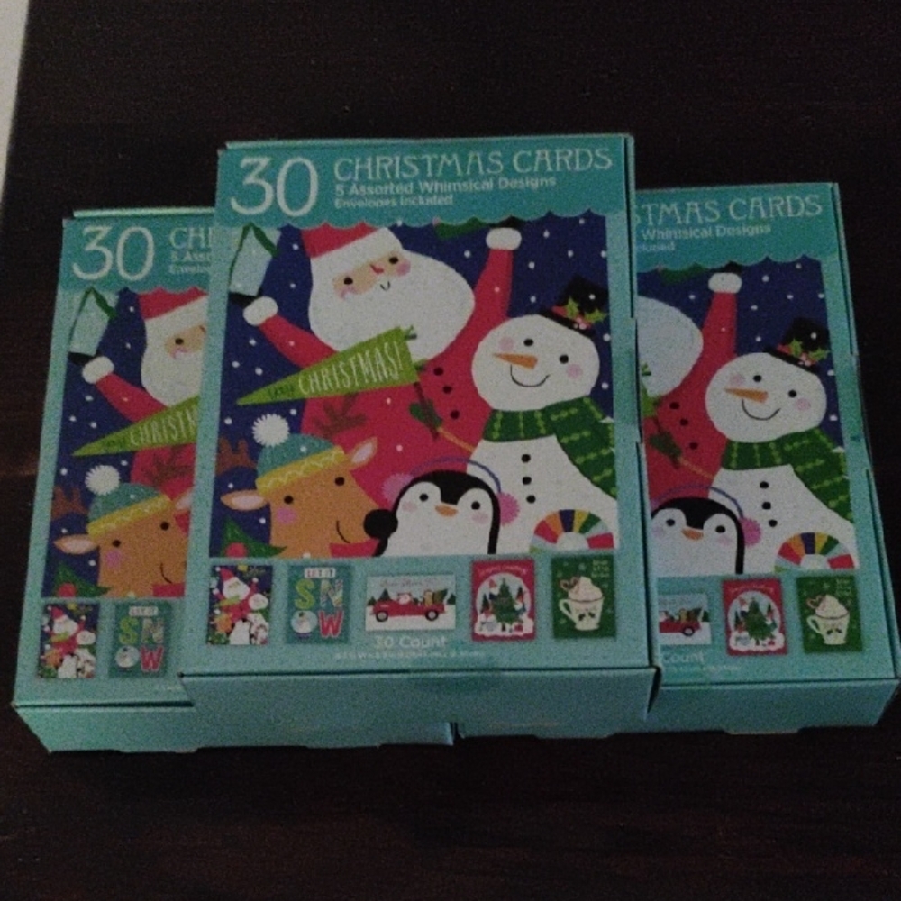 Whimsical Christmas Card Set Of 3 Boxed